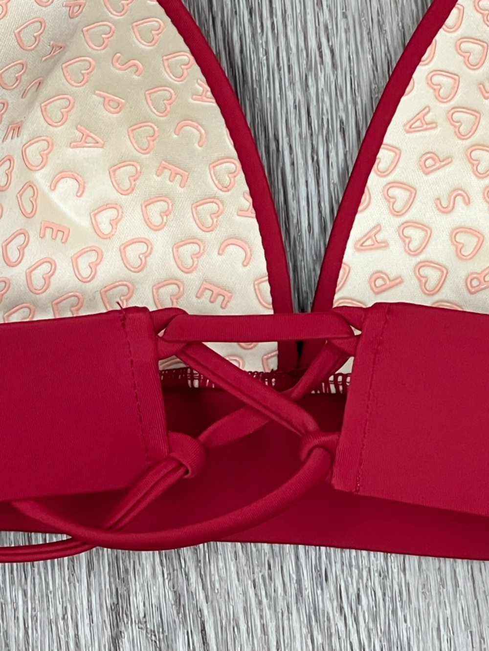 Red Halter Bikini Top With Cups Tie Back - Picture 5 of 6